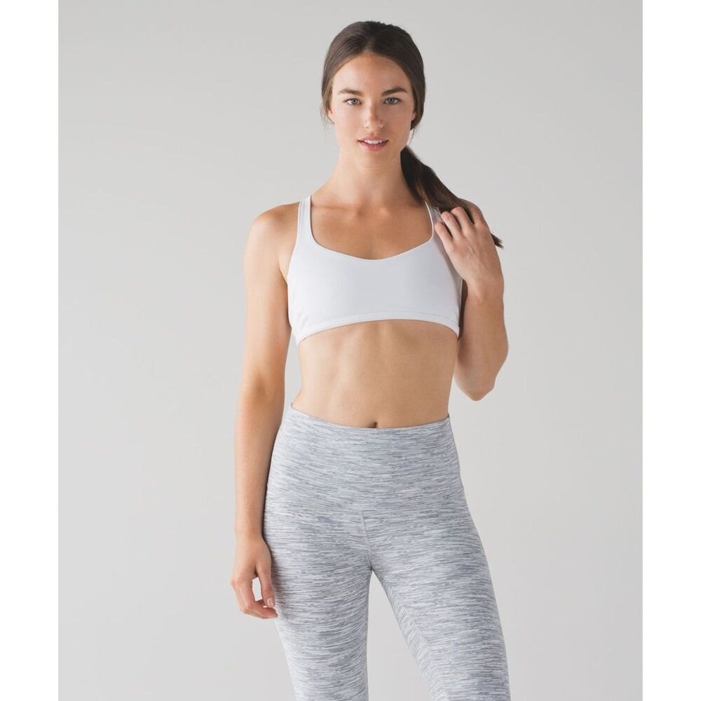 Lululemon Free To Be Zen Bra White Strappy Size 6 Luxtreme Yoga Activewear